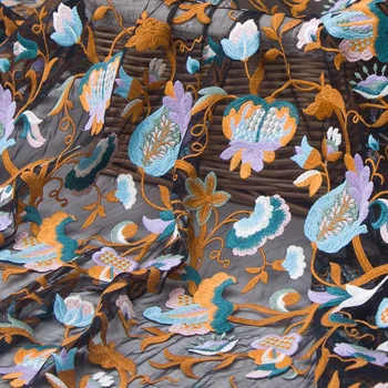 

LASUI 2018 new 2 yards/1 lot high quality embroidery lace fabric heavy embroidery for DIY wedding dress fashion fabric X0310