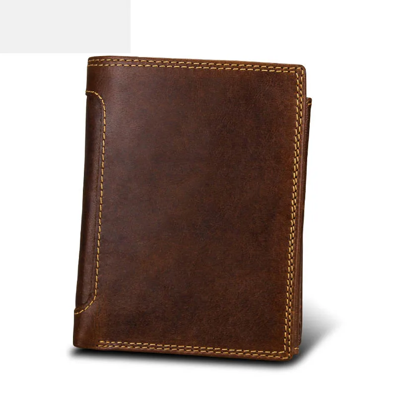 

Hot burst men's multi-functional short paragraph f wallet retro card vertical section card bit zipper buckle wallet