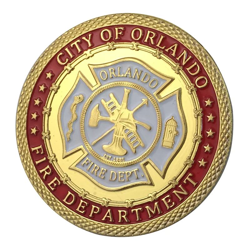 Поставка золотого покрытия, город Orlando, пожарный отдел, монета/медаль 1343