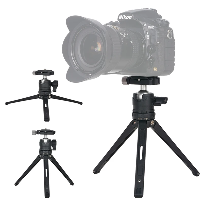 Desktop Mini Tripod Aluminum with Ball Head Travel Tripod for DSLR SLR