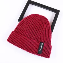 Лидер продаж, зимние шапки и кепки для женщин, вязаные шерстяные шапки для мужчин, Повседневная шапка, модная шерстяная однотонная Хлопковая мужская шапка в стиле хип-хоп