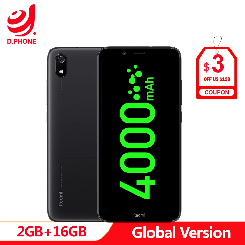 

Original Global Version Xiaomi Redmi 7A 7 A 2GB 16GB 5.45" Snapdargon 439 Octa core 4000mAh 13MP Camera Face ID Smartphone