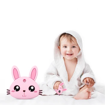 

1Pc Silicone Teether Baby Teething Pendant Gums Massage Toys Teething Relief Soft Texture Rabbit Teether