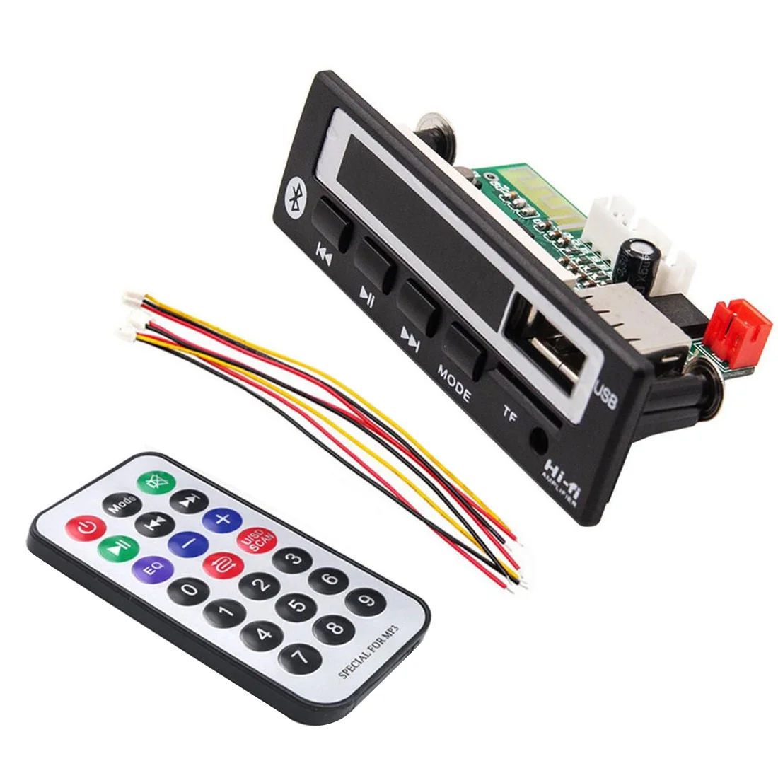 Marsnaska Car accessories Bluetooth5.0 MP3/WMA/WAV/APE Decoder Board 5V 12V Wireless Audio Module Color Screen USB FM Radio