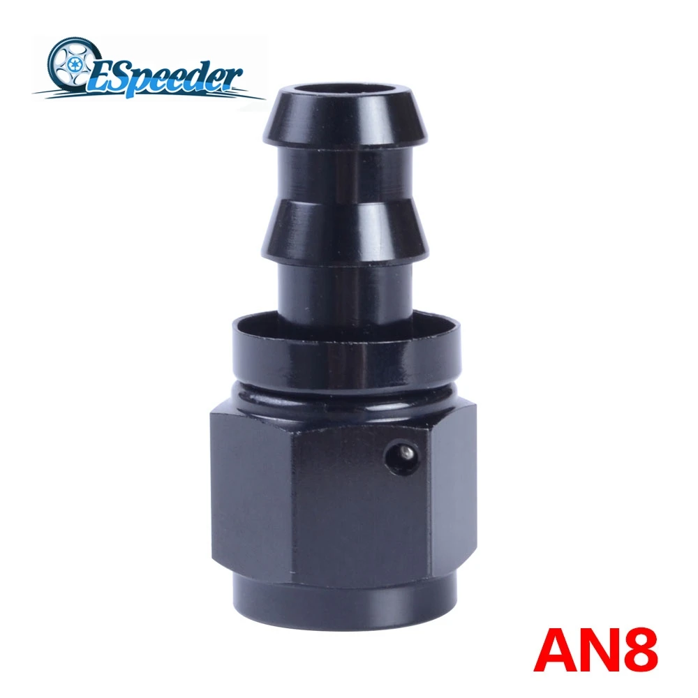 

ESPEEDER AN8 Straight Fuel Push-On Fitting Reusable Hose End Aluminum Fuel Line Adapter AN Fitting Oil Cooler Hose Fitting Black