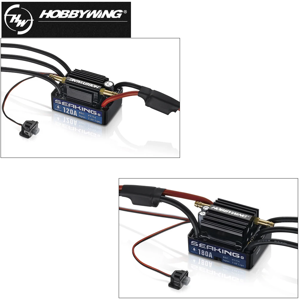 Hobbywing seaking v3 ماء 30a/60a/120a/180a 2-6 ثانية يبو سرعة المراقب 6 فولت bec فرش esc ل rc سباق القوارب