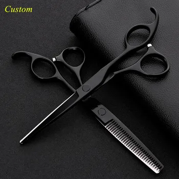 

Custom professional japan steel 6 inch black hair scissors cutting makas barber thinning shears scissor hairdressing scissors