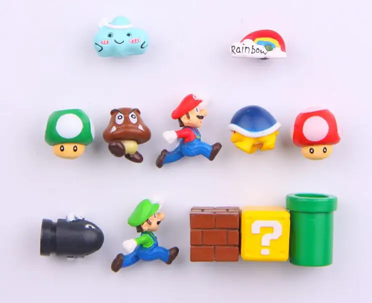 3D милый супер Марио смолы магниты на холодильник игрушки для детей украшения дома фигурки стены Марио магнитные пули кирпичи 1389 - Цвет: 12PCs B