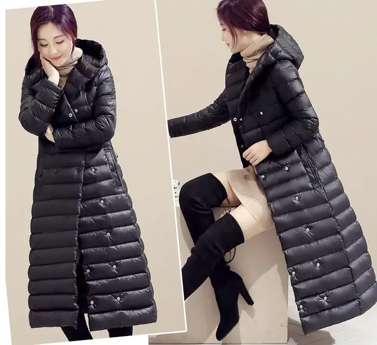 ladies feather and down long coats