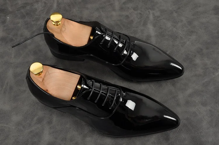 Para Genuino Pie En Pic De Size38 Zapatos Lace up Oficina Hombres Cuero 44 1 Brillante As Del Vestido Moda Hombre Clásico Dedo Punta Plana Oxford Formales OqCSdw