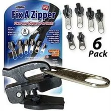 1 pack (6 unids) fijar Una Cremallera Diverso Tamaño 3 Slider Tirador de La Cremallera De Plástico sin Costura Cremallera Instantánea Reparación Kit Según Lo Visto En TV magia