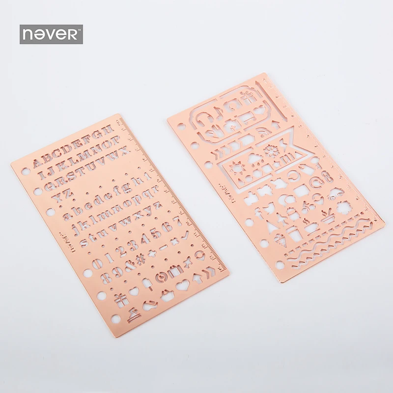 NEVER Stationery Planner Stencils Ruler Notebook Diary multi-function stainless steel Ruler for graffiti drawing School Supplies