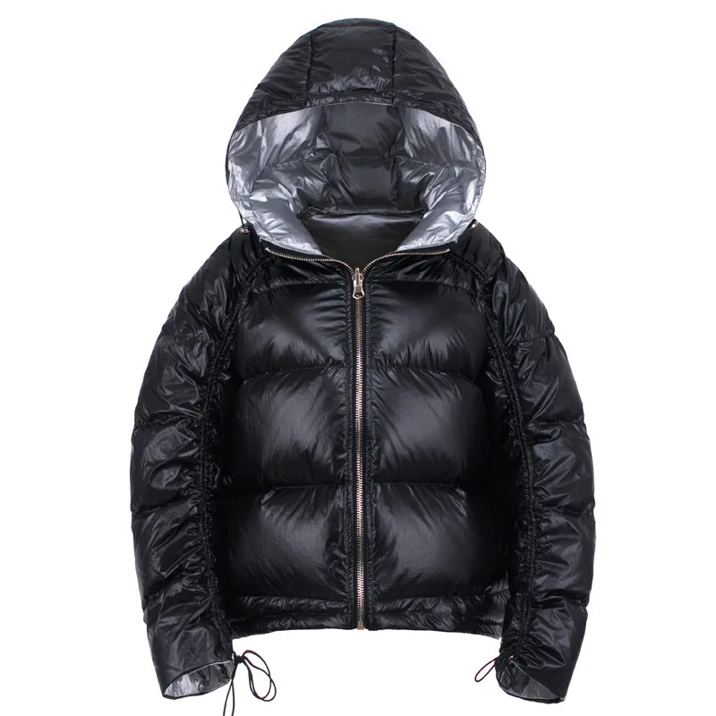 2019 Autumn Winter Double Side Wear Hooded Parka Women 90% White Down Jacket Winter Jacket Women Coats PP054