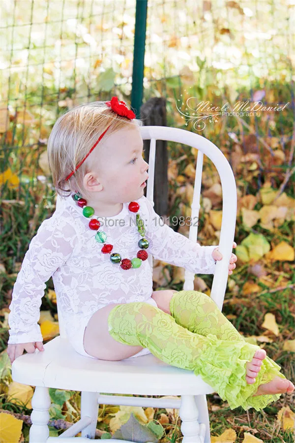 Baby Leg Warmers,Infant Girl Lime Green Ruffle Tights,Child Lace Tights