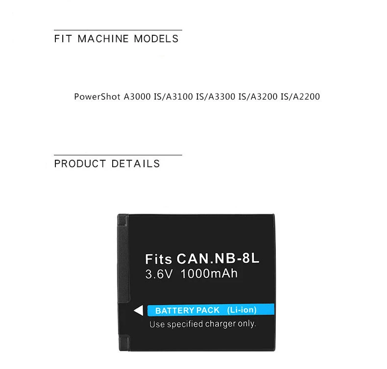 Dinto 3,6 V 1000mAh NB-8L аккумуляторная батарея для цифровой камеры для Canon Powershot A2200 A3000 A3100 A3200 NB8L NB 8L