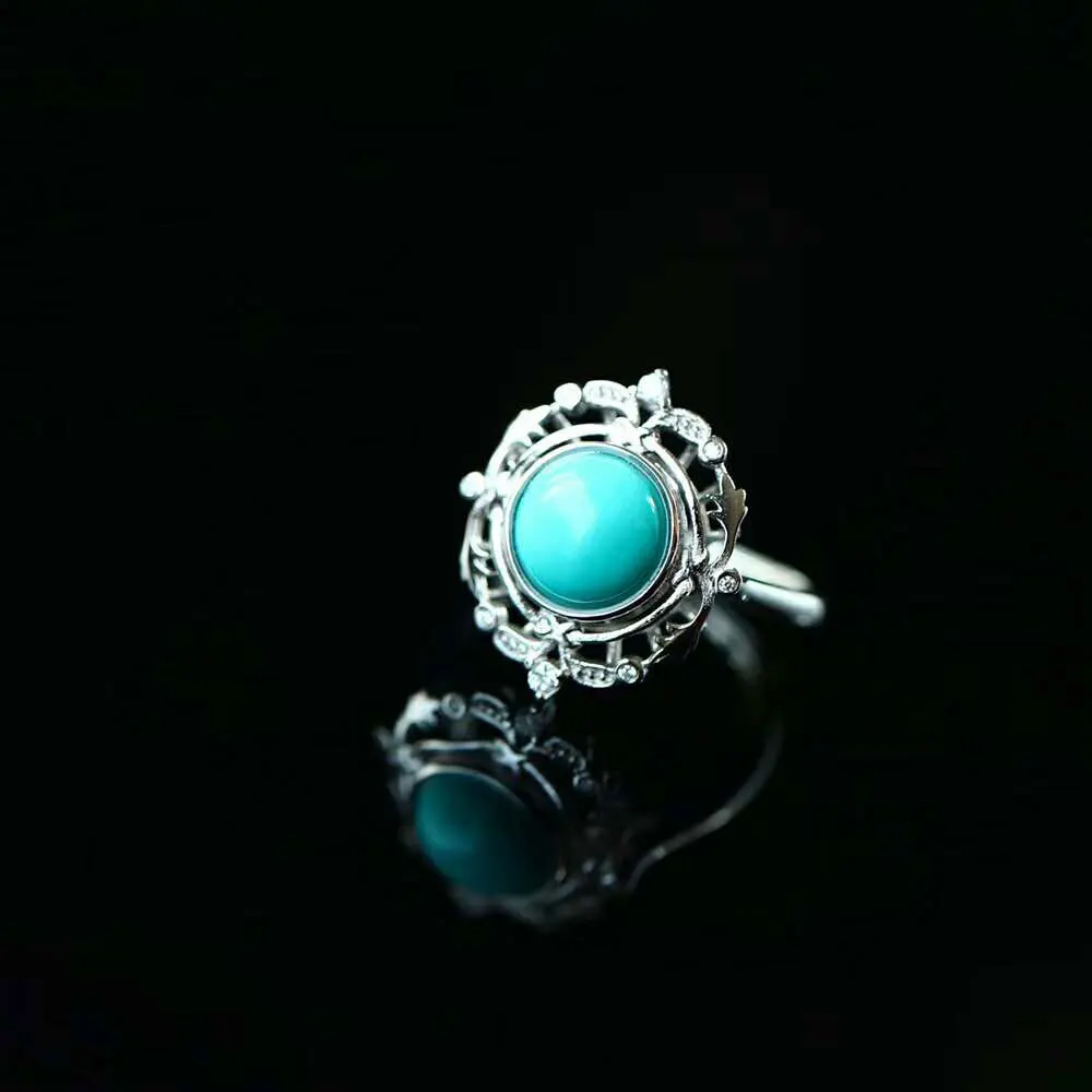 

RADHORSE 925 Silver Rings for Women Fine Jewelry Turquoise Exquisite Modeling Sterling Silver Adjustable Ring Two colors