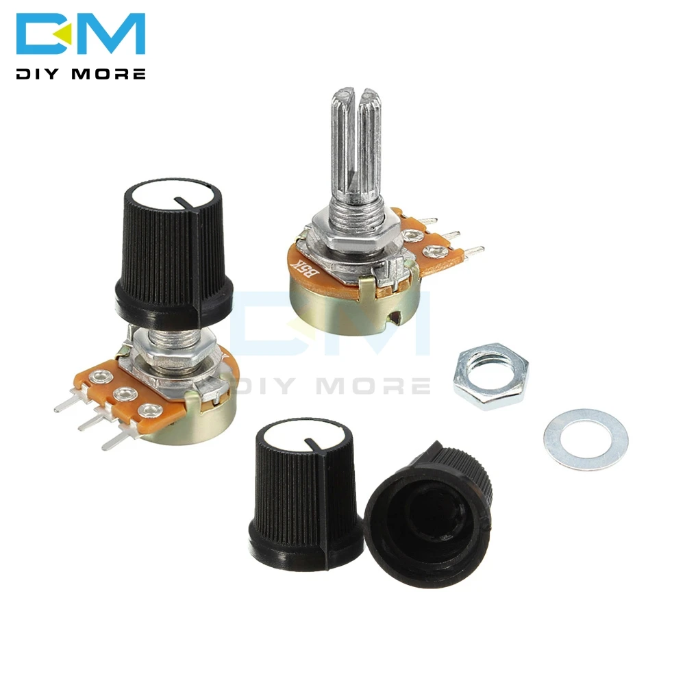 

5PCS Potentiometer Resistor Linear Taper Rotary Potentiometer Caps Knob 1K 2K 5K B10K 20K B50K 100K 250K 500K 1M Ohm For Arduino