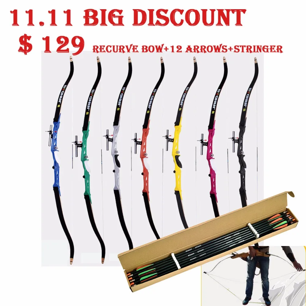 JANDAO TZXL Recurve Bow Fiberglass Arrows Set with Stringer Aluminium Alloy Metal Riser Takedown