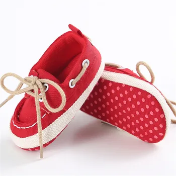 

0-18 Months Infants Baby First Walker Shoe Soft Sole Toddler Crib Shoe Ties Decor Classic Anti-slip Indoor Kids Training Shoes