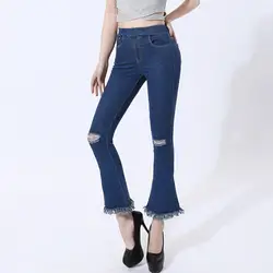 2017 новые модные женские повседневные Стрейчевые джинсы леггинсы джеггинсы с дырками брюки спикер обтягивающие леггинсы джинсы женская