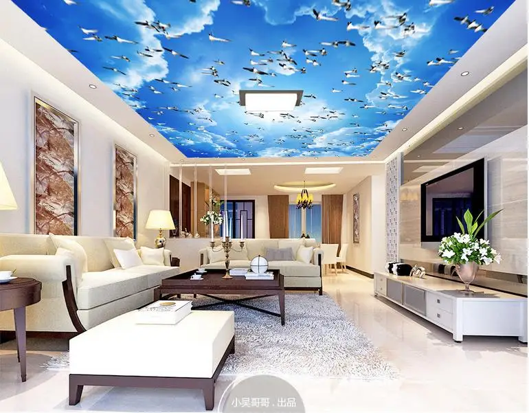 custom 3d ceiling wallpaper Sky bird flocks 3d ceilings wallpapers for