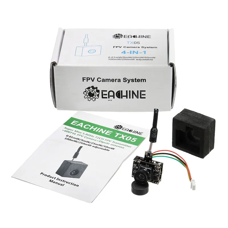 Новейшая Eachine TX05 0 01/5/25/50/100/250 мВт переключаемая w/OSD AIO 5 8G 72CH VTX 600TVL NTSC Мини FPV камера