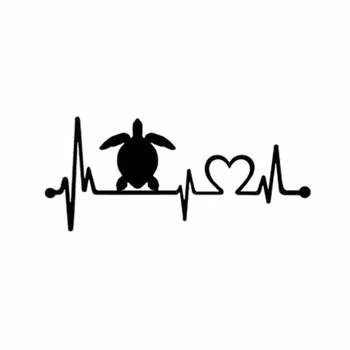 

20.4cm*8.9cm Sea Turtle Heartbeat Lifeline Stickers Decals Black/Silver S3-4929