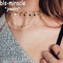 Bls-miracle новейшие модные ювелирные изделия, аксессуары, панк золотой цвет, звезда, кисточка, колье, ожерелье для пары влюбленных, подарок для девушки, N-409