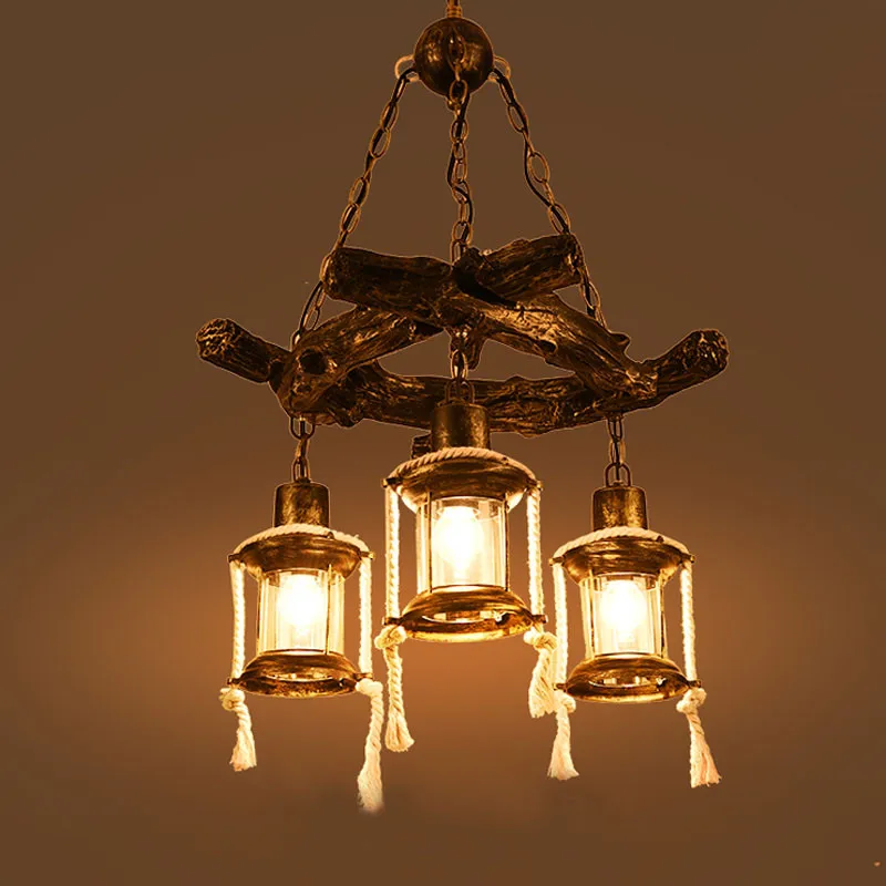 

Chinese style retro resin chandeliers bars restaurants tea houses American style antique wooden chandeliers free shipping