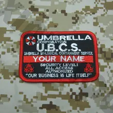 Вышивка патч стиль двойной биохимические опасности логотип пользовательское имя Ленты зонтик корпорация