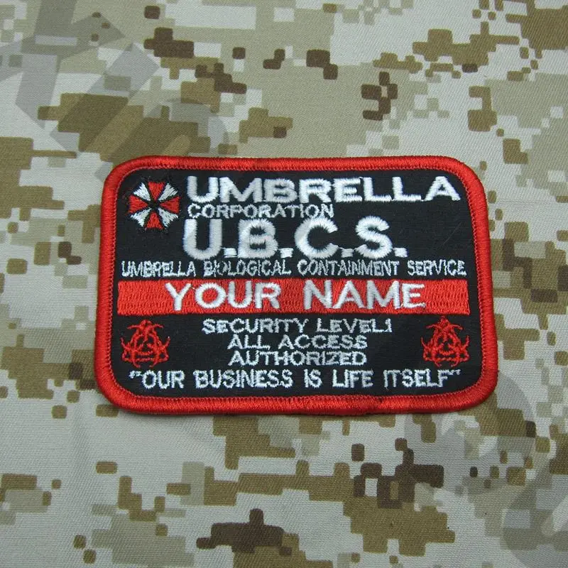

Embroidery patch New style double biochemical threats logo Custom name tapes Umbrella Corporation