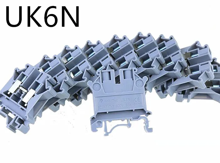 20 шт серый пластик UK6N винтовой зажим контактный клеммный блок 800V 57A UK 6N|Клеммные