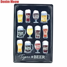 Пивное меню, винтажные тисненые металлические жестяные вывески, бар, паб, казино, вечерние, декоративные тарелки, мужские, пещера, наклейки на стену, винный Железный постер AT012