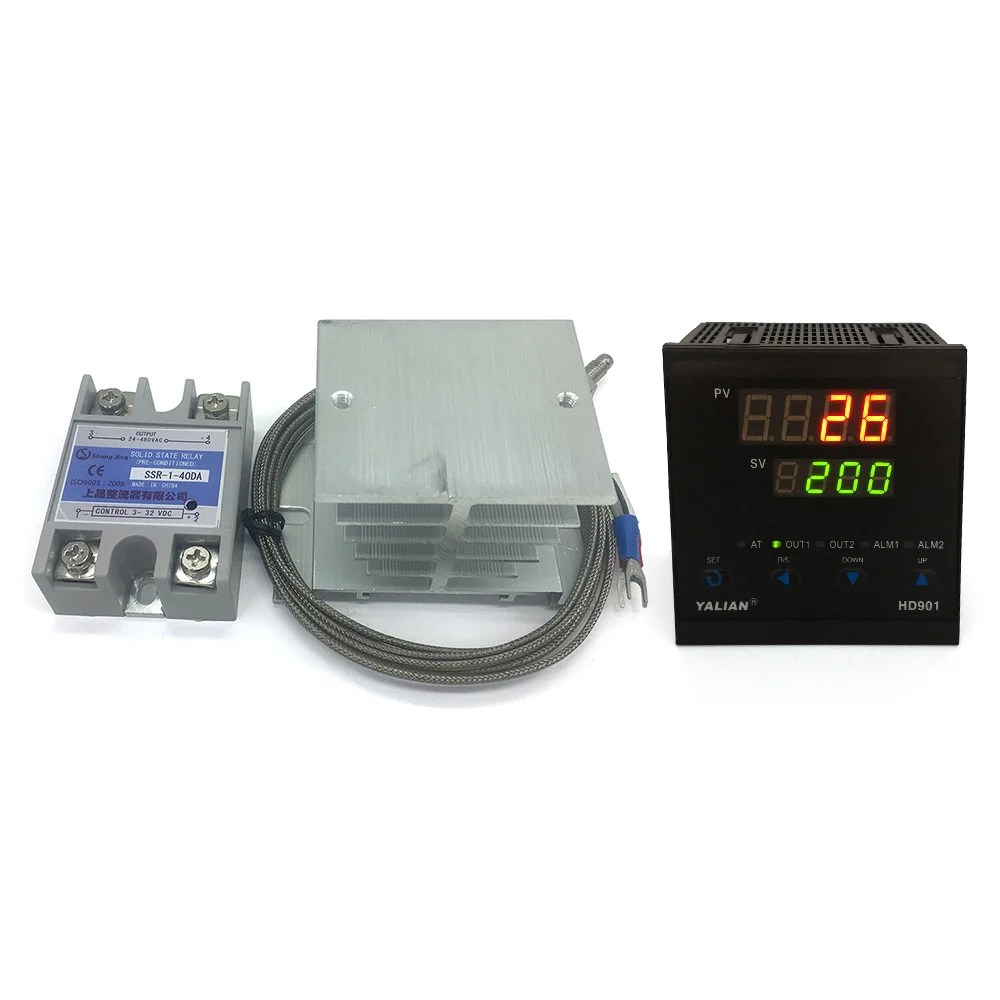 

high quality digital temperature regulator pid temperature controller two lines display+Max 40A SSR+2M k thermocouple+heat sink