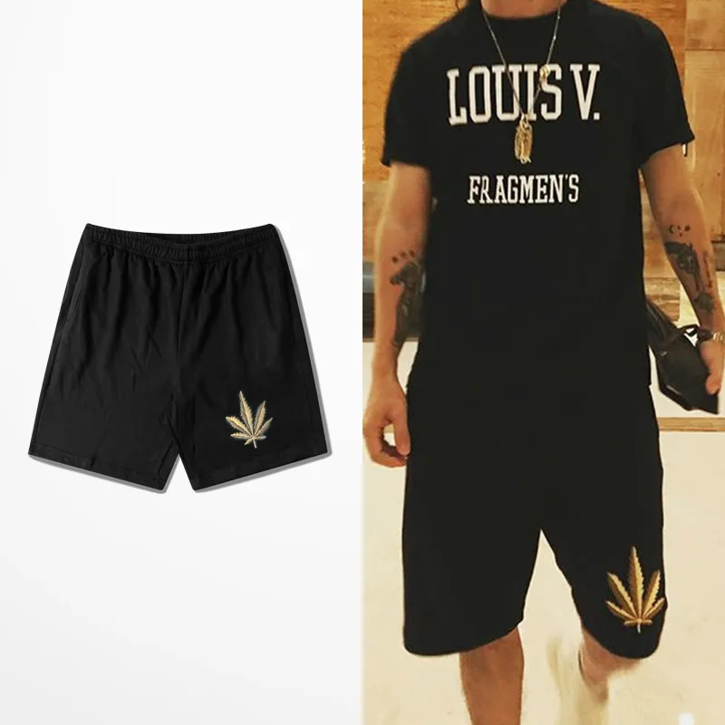 Европейские, американские, уличные, летние мужские шорты, кленовый лист, Embroid, модные, короткие штаны, скейтборд, хип-хоп, пляжные шорты для мужчин