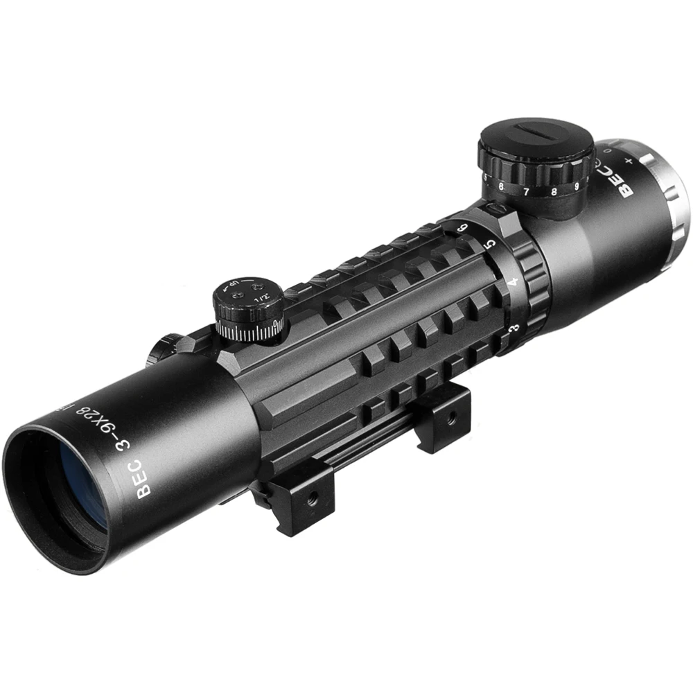 BEC 3-9X28 Красный Крест прицел тактический оптика Riflescope Fit 20 мм рельсы винтовки прицелы для охоты