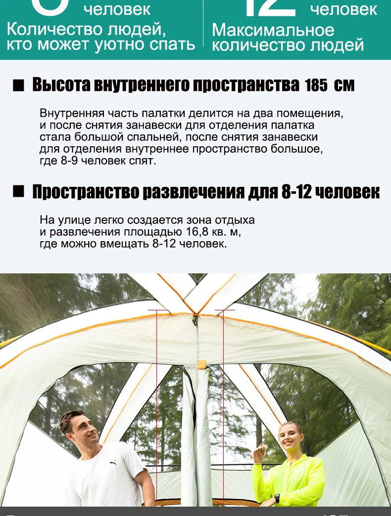Открытый Кемпинг 6 человек, 8 человек, две комнаты, один зал, кемпинг палатки вечерние палатки
