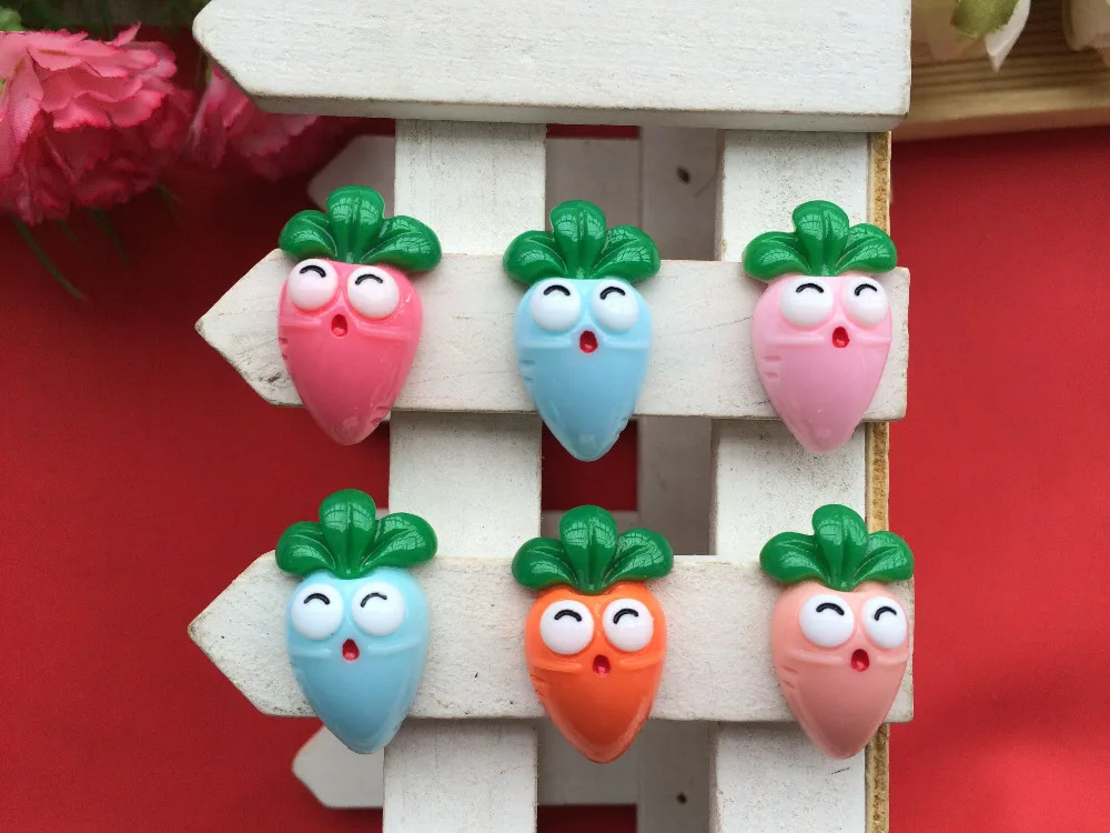

Free shipping,10pcs resin flatback Cartoon carrots Convex circular hair cell phone DIY decoration