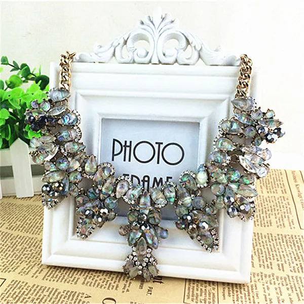 New Brand Fashion Crystal Necklaces Pendants Costume Chunky Choker Flower Collar Necklace statement Luxury font b