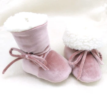 

Customized High quality suede fabric winter baby booties newborn shoes infant toddler BB30