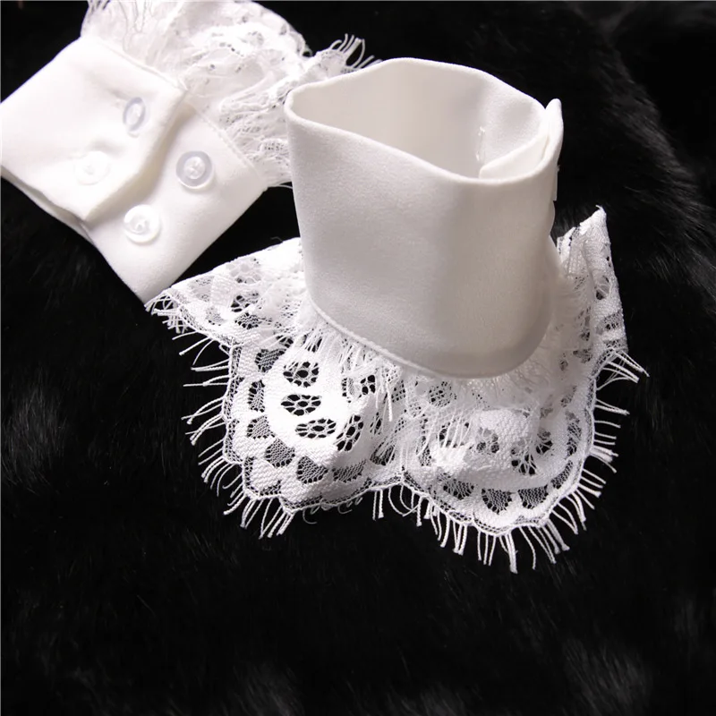 MIARA.L 2019 high quality and new coat sweater with accessories ladies lace white fake sleeves eyelashes fake cuffs for ladies