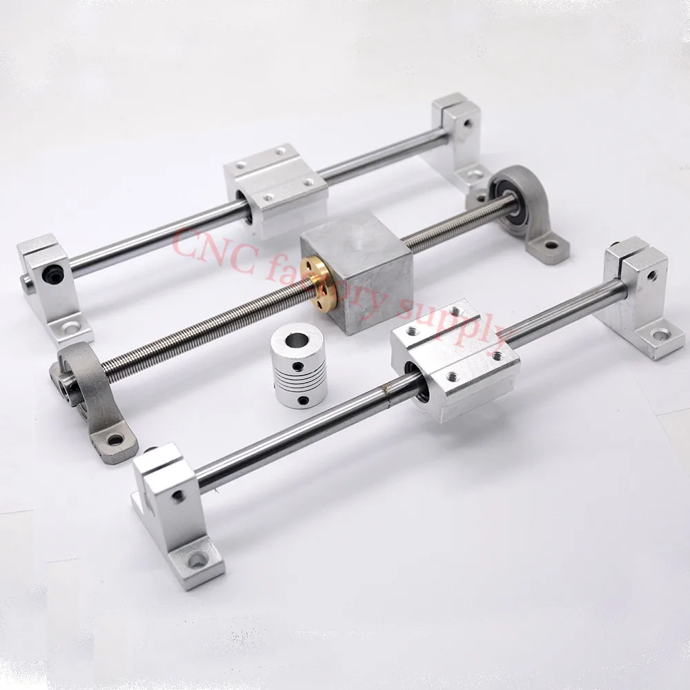 HOT sale 3D Printer guide rail sets T8 Lead screw length 400mm + linear shaft 8*400mm + KP08 SK8 SC8U + nut housing +coupling gtfs hot sale 3d printer 8mm lead screw rod z axis linear rail bar shaft 350mm golden
