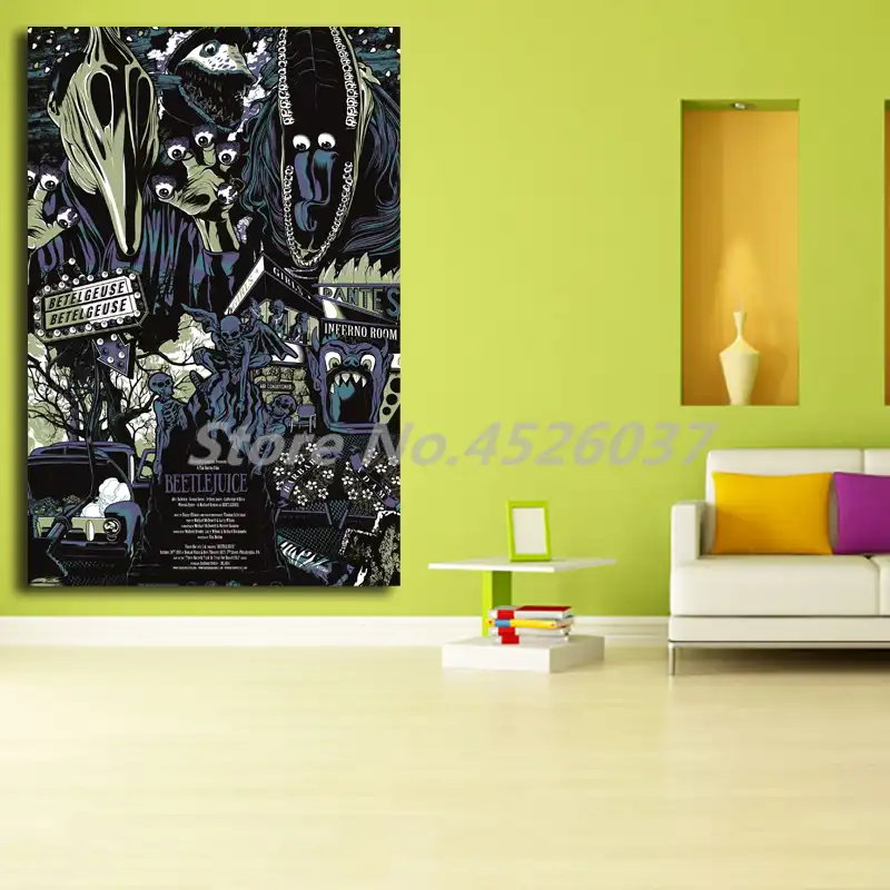 ビートルジュースティム バートン代替映画hdキャンバス絵画リビングルームの家の装飾現代壁の芸術のポスター 絵画 書道 Aliexpress