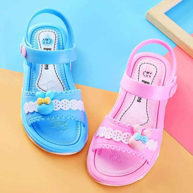 

New Girls Sandals Summer Kids Baby Princess Beach Flat Sandals For Children Shoes Bow Fashion Outdoor Soft Bottom Casual Shoes