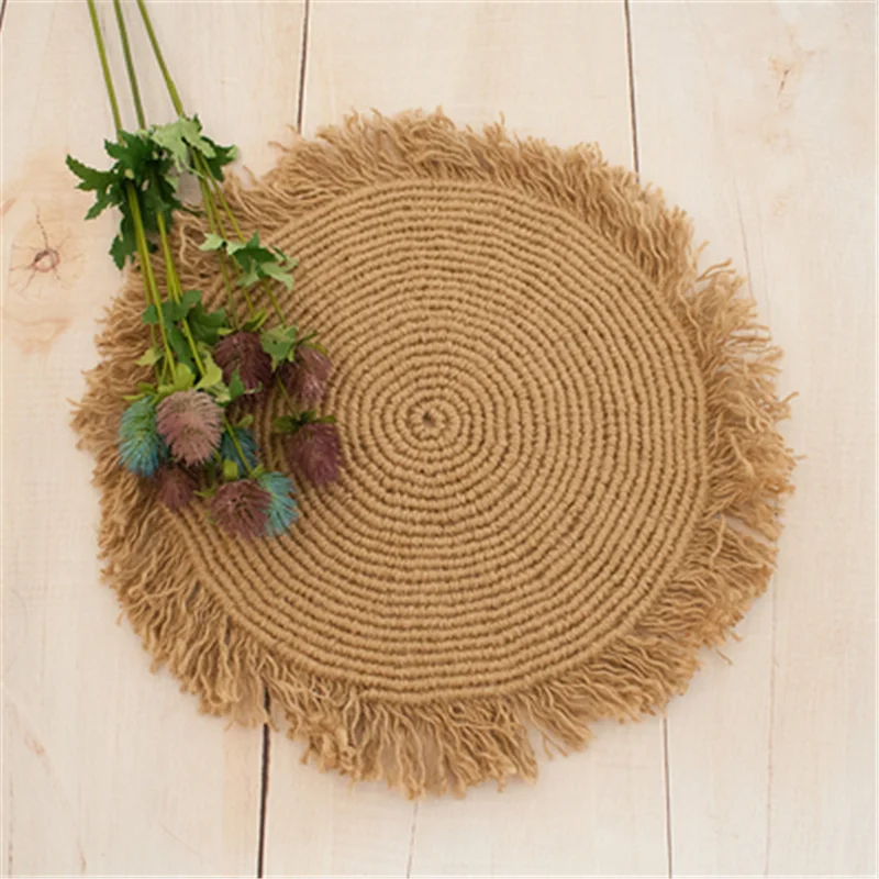 

Newborn Baby Photography Props Linen Cushion Infant Handmade Vintga Knitting Prop Photo Studio Accessories