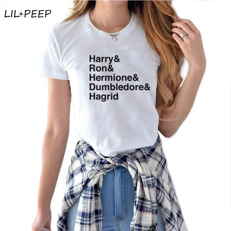 

Helvetica Potter Letter T Shirt Women Ulzzang Harajuku Fashion Cotton Anime Casual Funny Graphic Aesthetic Vintage T Shirt