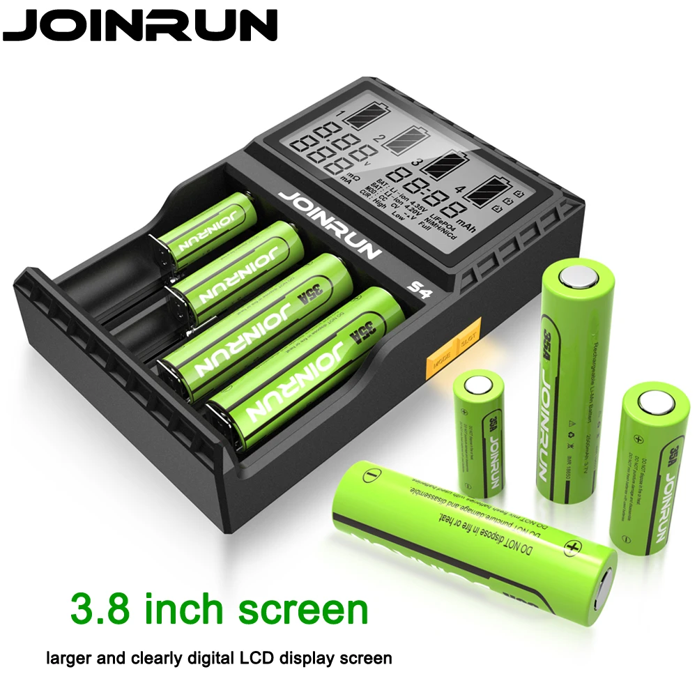 JOINRUN S4 умное зарядное устройство для аккумуляторов li ion ЖК экран интеллектуальное