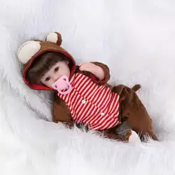 NPK 43 см Силиконовые Bebe Кукла реборн 16 дюймов реалистичные нежная и милая одежда для маленьких девочек костюм обезьяны boneca Reborn куклы и