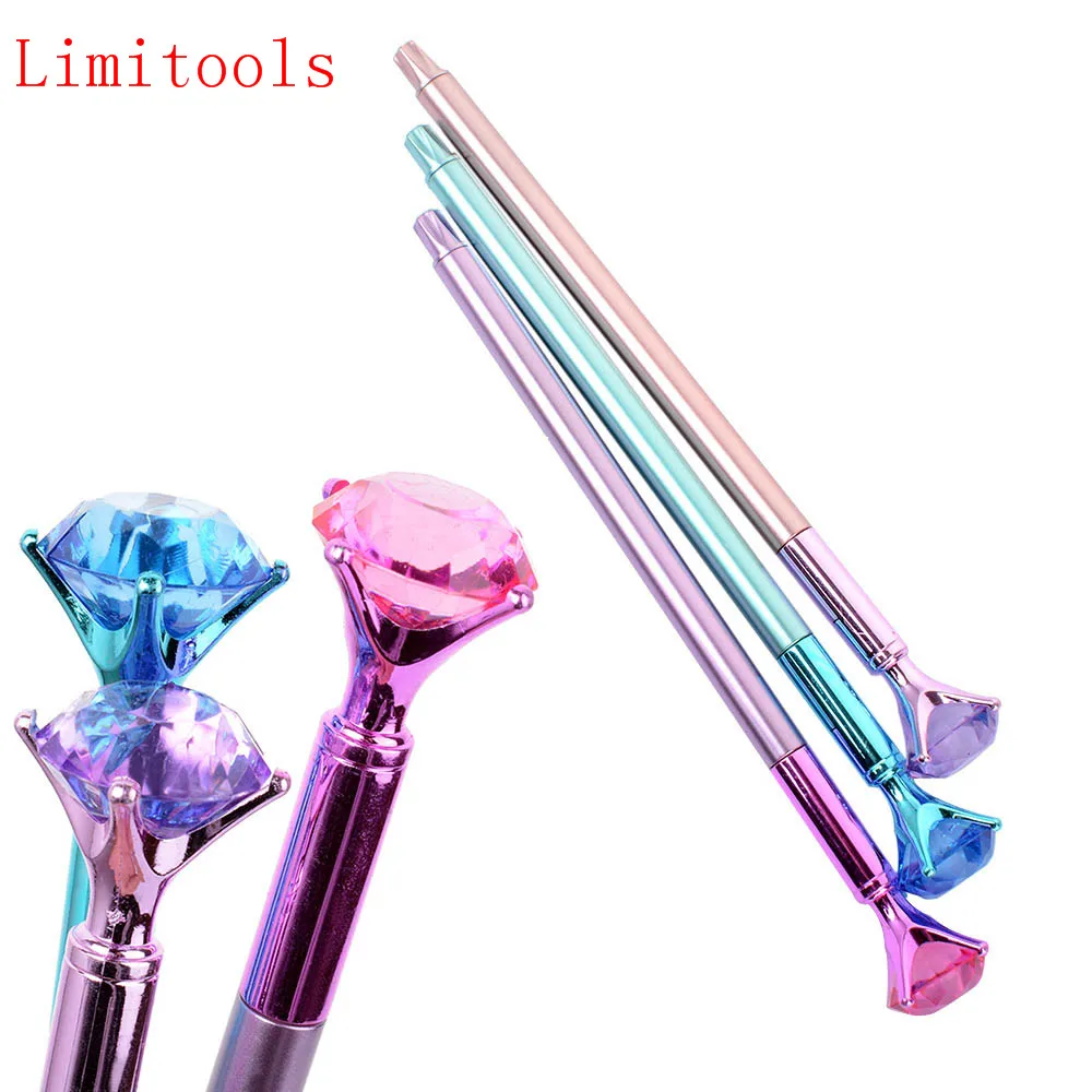 

Kawaii Ballpoint Pen Big Gem Metal Ball Pen With Large Diamond Magical Pen Fashion School Office Supplies Students Gift Awards