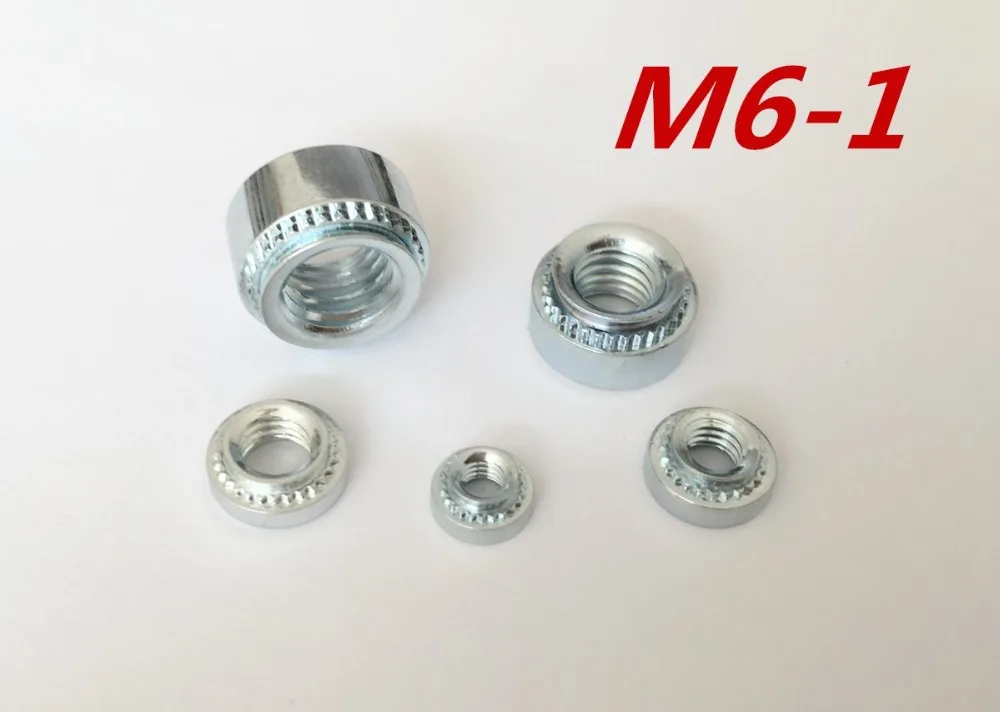 50pcs/lot High Quality M6 1 M6 press nut clinching Nut steel zinc
